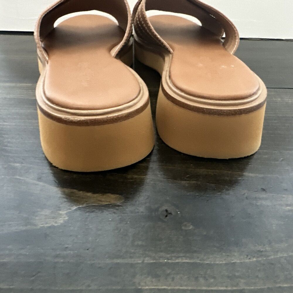 Madewell The Alina Platform Slides Slip-On Sandals Leather Desert Camel Size 9 - Picture 10 of 11
